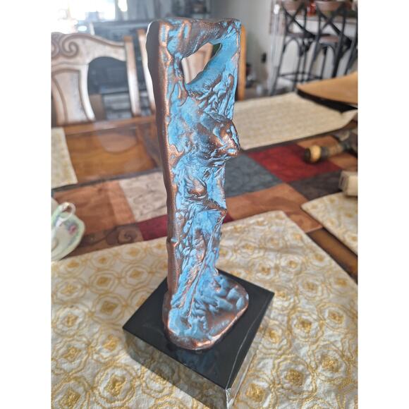 Bronze On Marble Brutalist Sculpture- Vivid Carbonite- Golfer- Very Nice- Golf! - Picture 9 of 11